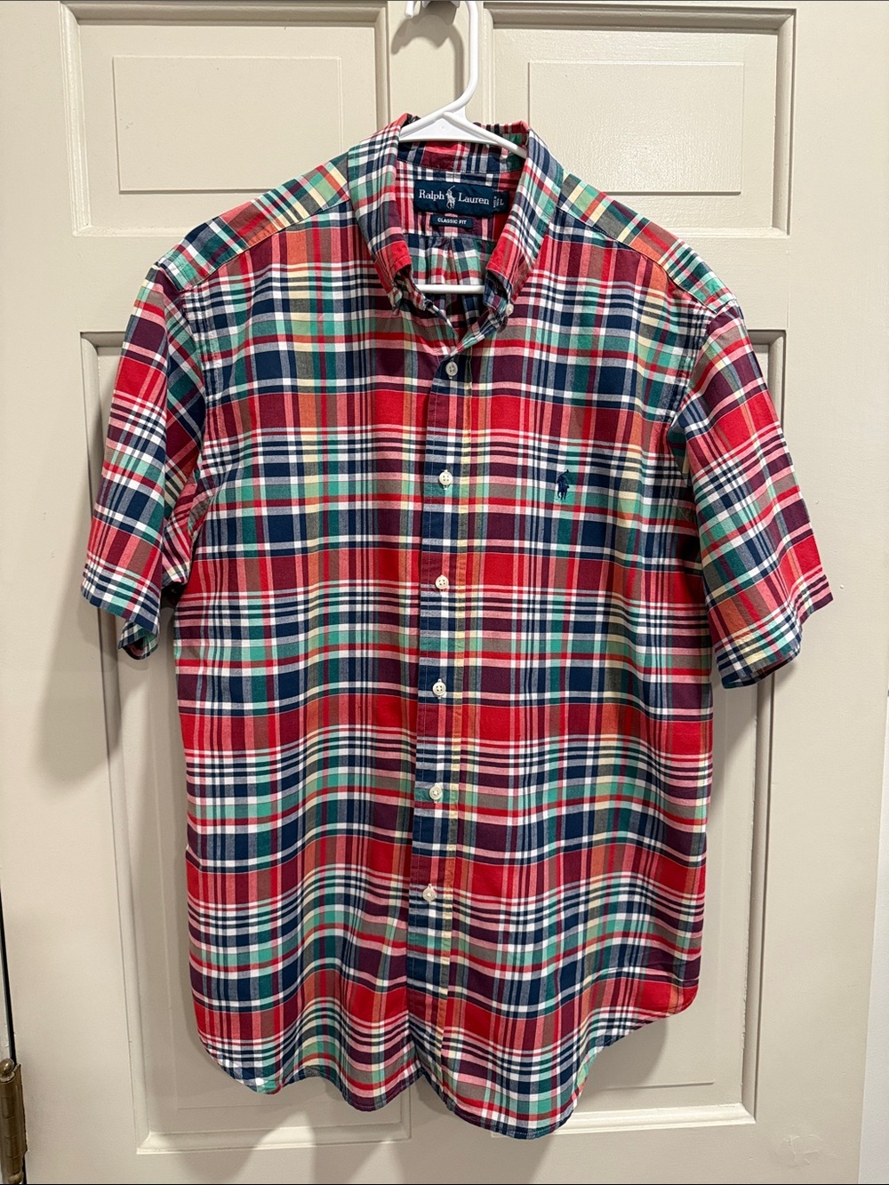 Polo Ralph Lauren Classic Fit Multicolored Plaid SS Button Down Shirt Size L